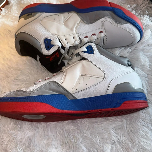 adidas Other - Adidas Mens Size 12 Mid Top White Blue Red Basketball Sneakers